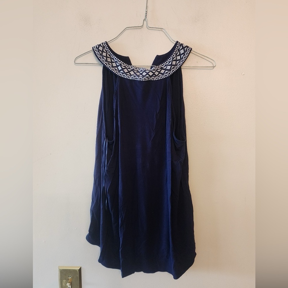 Cable & gauge navy blue sleeveless blouse size womens medium